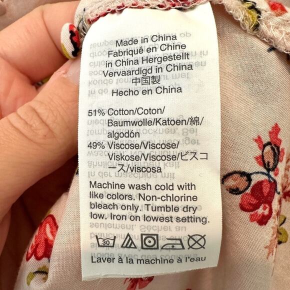 MADEWELL | Pink Cottagecore Floral Peasant Top Puff Sleeve | Small - Picture 6 of 6